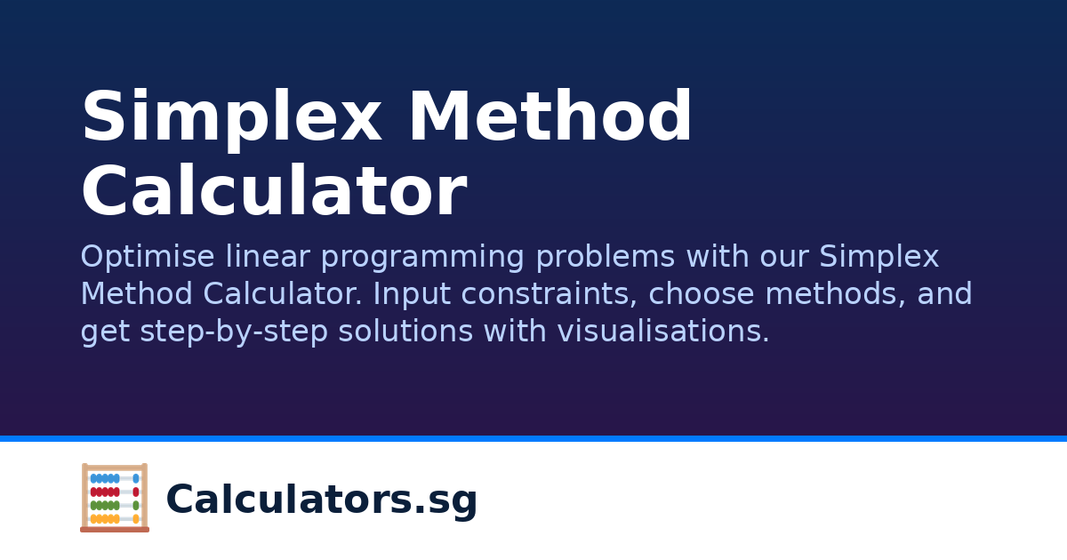 Simplex Method Calculator | Calculators.sg